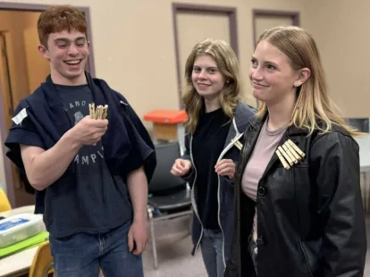 A few youth members doing an activity